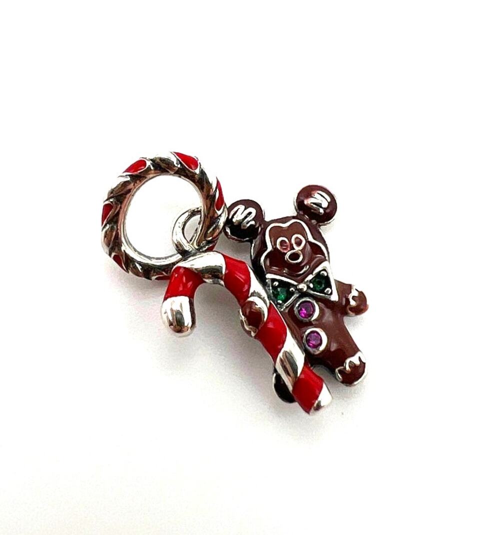 New Gingerbread Mickey with Candy Cane Charm for European Bracelet